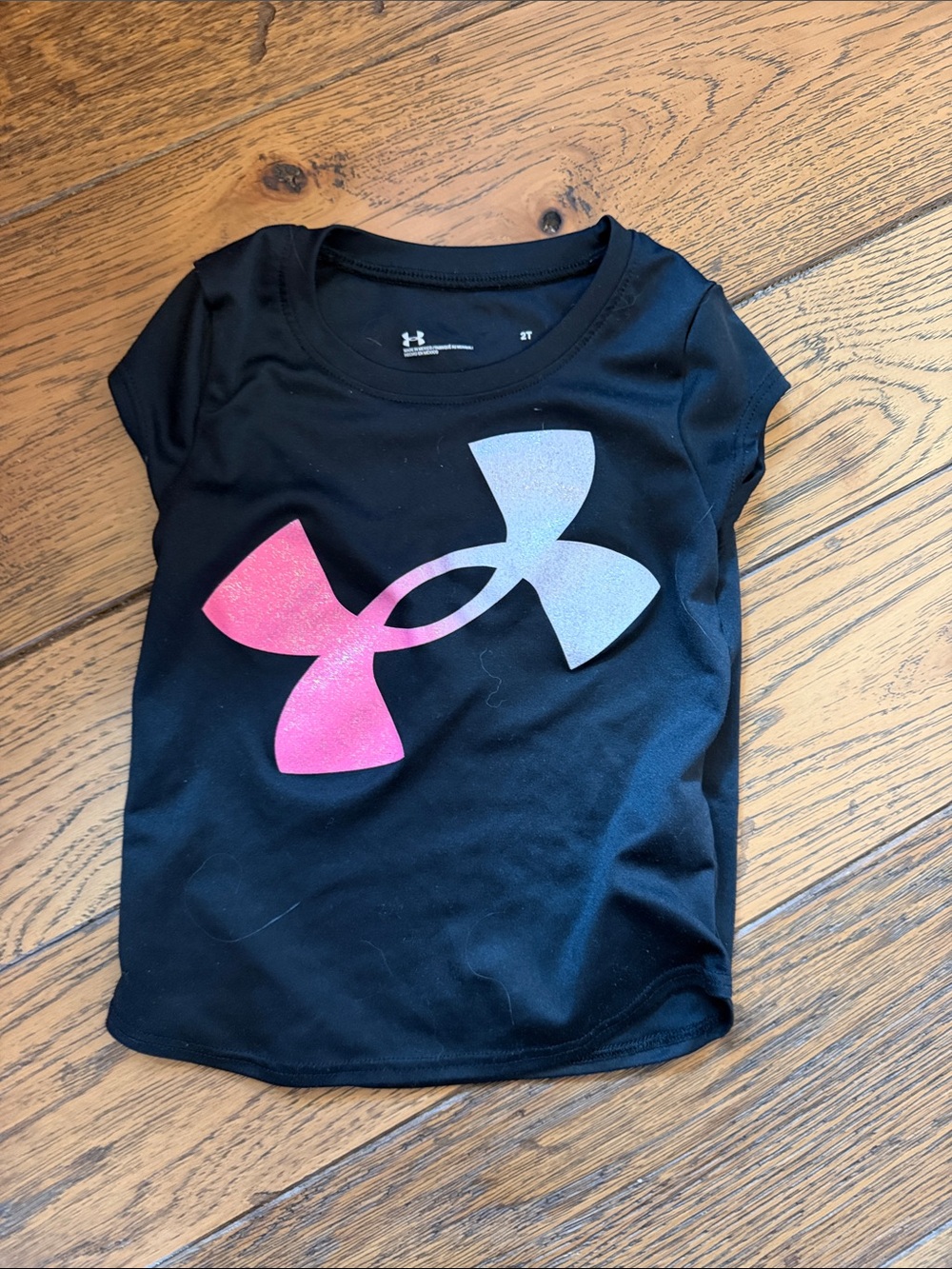 Under Armour Black Short Sleeve Tee with Pink & Silver Logo